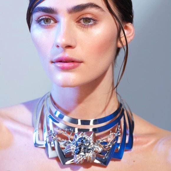 Silver Choker Necklace and Earrings SET of 2 Pieces Excellent Magazine Featured - Picture 1 of 11